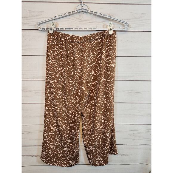 J.Jill Wearever Women's Brown Polka Dot Wide Leg Crop Pull‎ On Pants Size L - Picture 2 of 8